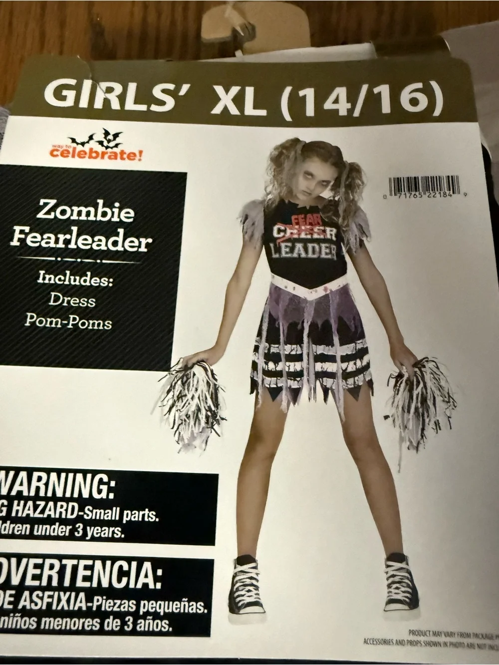 Celebrate! Girls' XL Zombie Fearleader Costume in Black & Purple